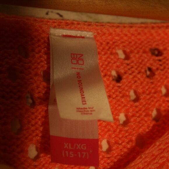 No Boundaries Coral Fringe Hem Poncho Cover-Up Top - Picture 5 of 7